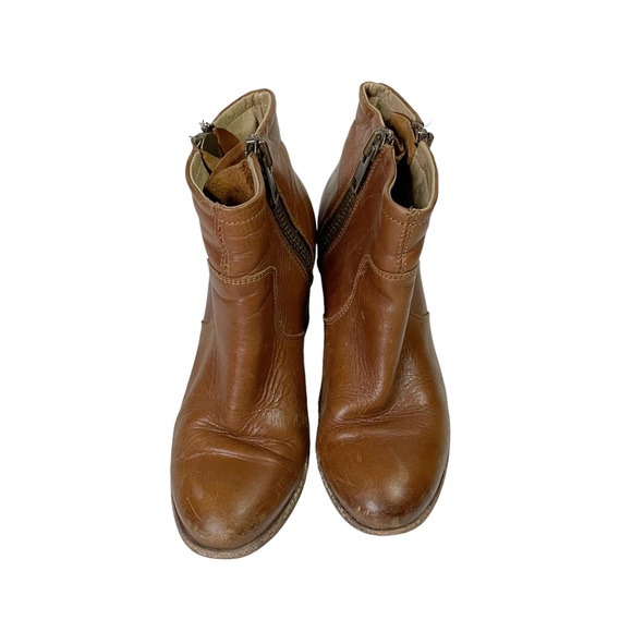 Hinge Brown Tan Boho Casual Leather Heeled Ankle Boot Booties Size 8 - Picture 2 of 9